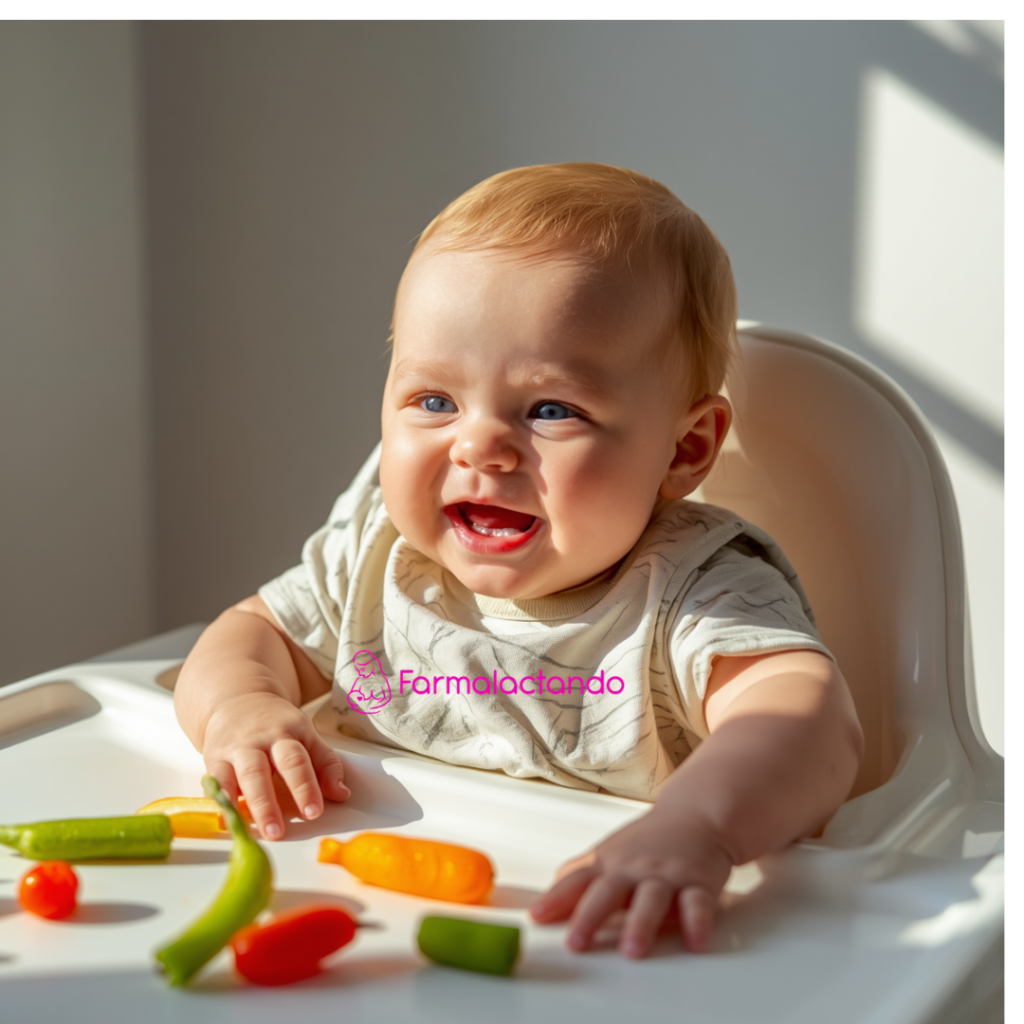 Bebé de 6 meses iniciando alimentación complementaria con BLW